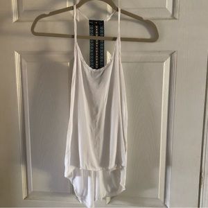 Body Central white hi-low cami top with back Aztec braiding- size small